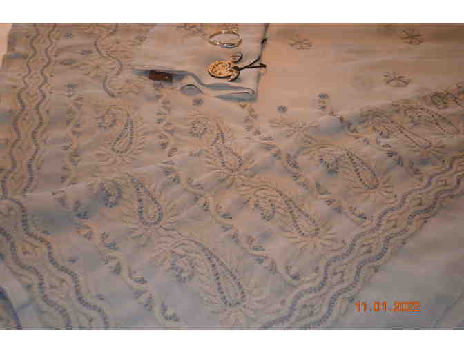 Gorgette Chikkan Work Grey Saree