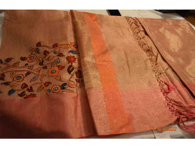 Beige and Orange Saree