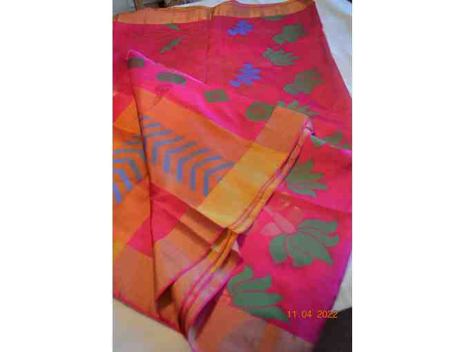 Soft Silk saree in shocking pink color with thread & zari work