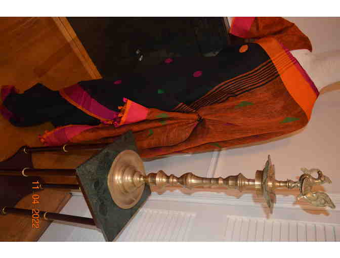 Black Linen saree with contrast border