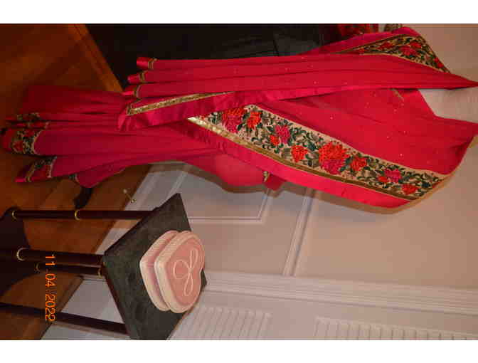 Shocking pink chiffon saree with attached border