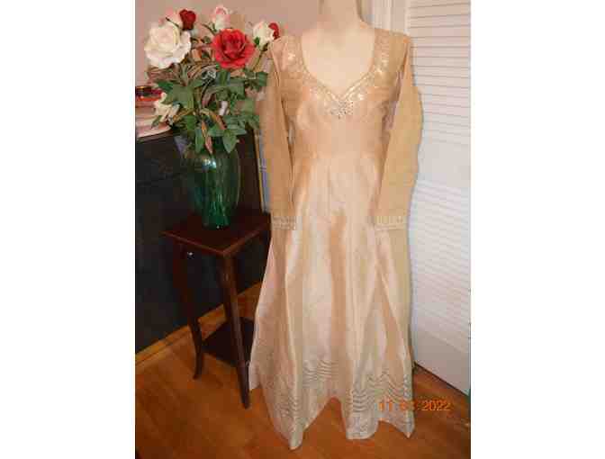 Salwar Suits - Beige and Silver Gown - Size 40