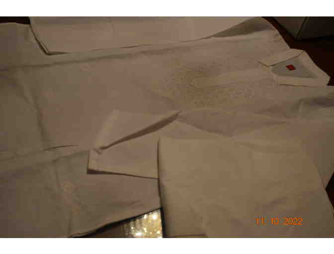 Boys - White Lucknow Chikkan Kurta Set - Size 32