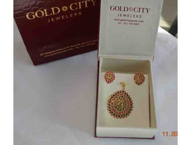 22K Gold set with Ruby, Emerald and Sapphire