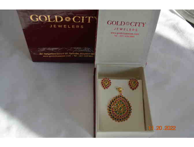 22K Gold set with Ruby, Emerald and Sapphire