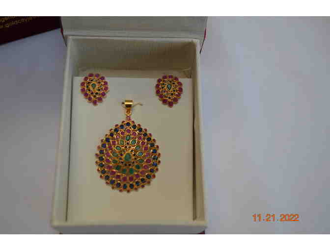 22K Gold set with Ruby, Emerald and Sapphire