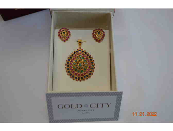 22K Gold set with Ruby, Emerald and Sapphire