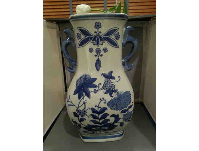 Baum Bros. Blue and White floral vase