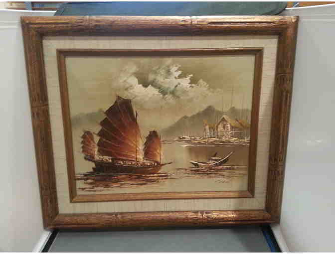 Chinese Junk Oil Painting by Chan