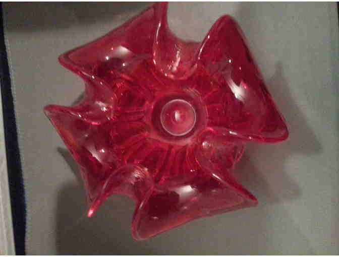 Murano-like ruby red glass bowl