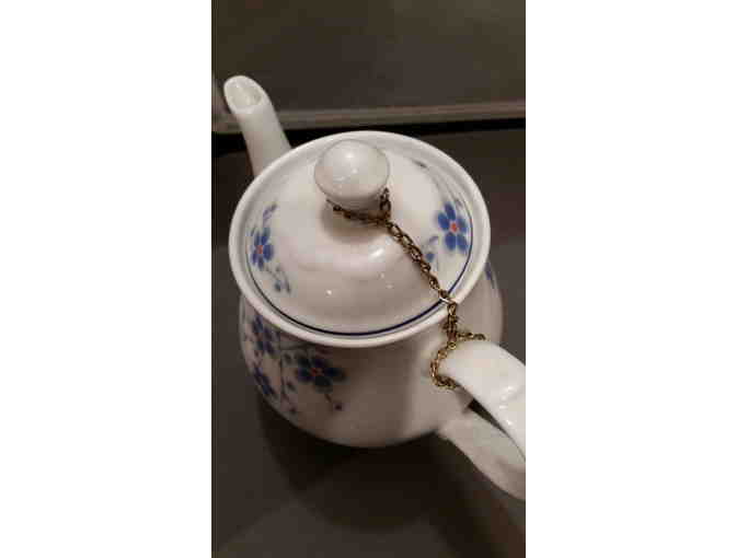 Blue and White Floral Teapot