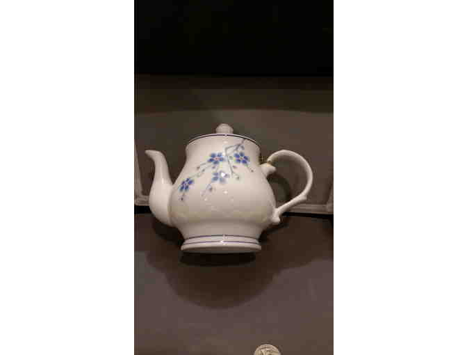 Blue and White Floral Teapot