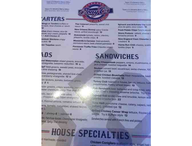 TONY C's Restaurant - $50 Gift Certficate