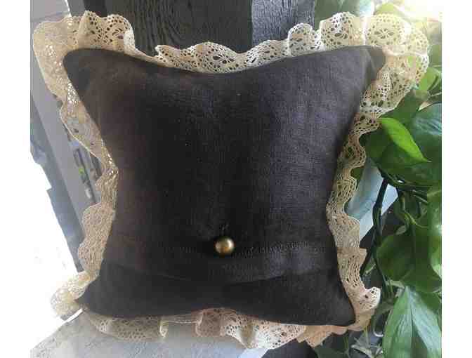 Vintage Style Silk Ribbon Embroidered Throw Pillow