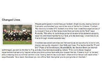 SFC Experience Sideline Pass/Ball Boy at SFC Varsity Football Home Game