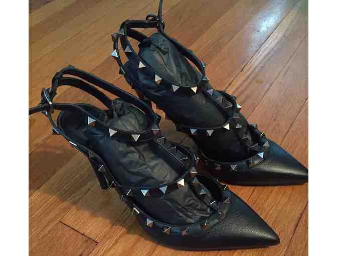 Valentino Garavani Noir Rockstud Leather Slingbacks