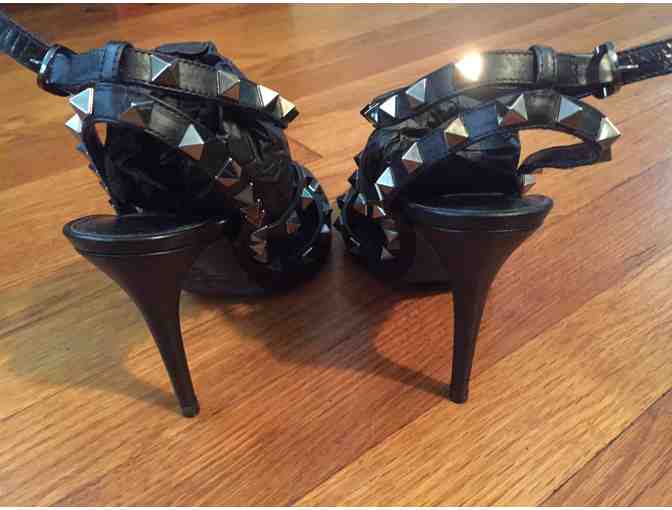 Valentino Garavani Noir Rockstud Leather Slingbacks