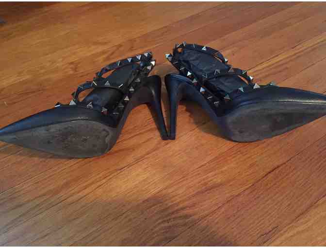 Valentino Garavani Noir Rockstud Leather Slingbacks