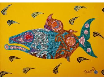Enchanting Original Artwork by Renown Marine Artist Rogest: 'Story Fish'