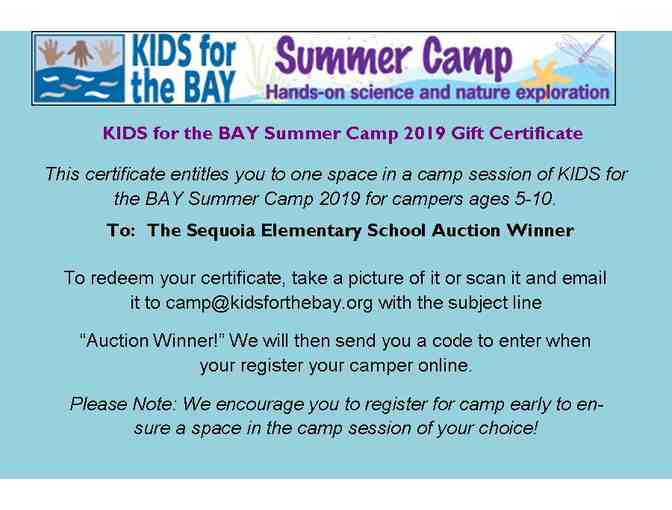 KIDS for the BAY Summer Camp Session