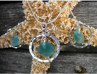 Turquoise Sea Glass Necklace and Earring Set