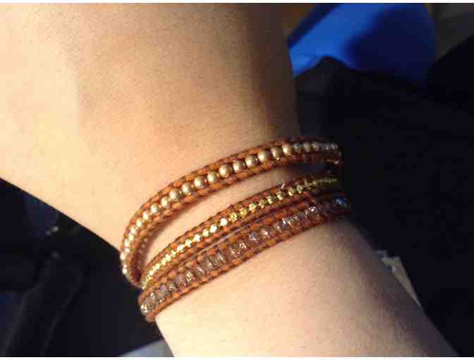 CHAN LUU Crystal & Pearl Nugget Leather Wrap Bracelet