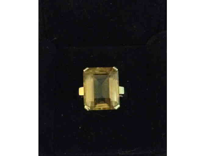 14k Yellow Gold Emerald Cut Citrine Ring