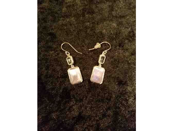 1 pair Rock Candy Quartz & Sterling Silver Snowman Rectangle Drop Earrings - Photo 1