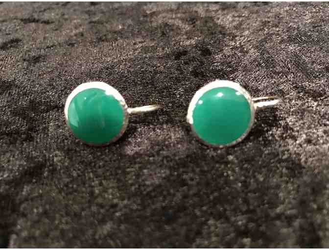 1 pair Sterling Silver Ippolita Green Circle Drop Earrings - Photo 1
