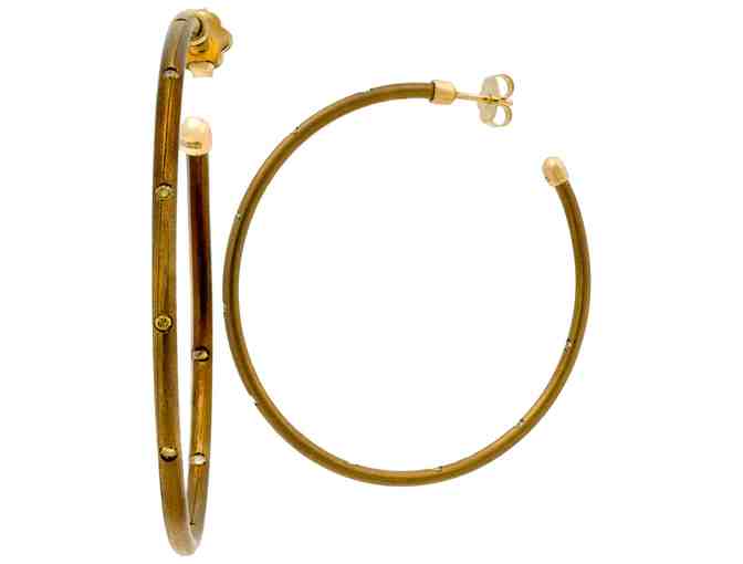Chantecler Capri 18K Yellow Gold Titanium Semi Precious Stone Hoop Earrings