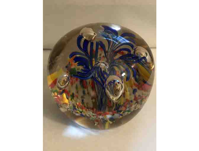 Glass Floral Paperweight