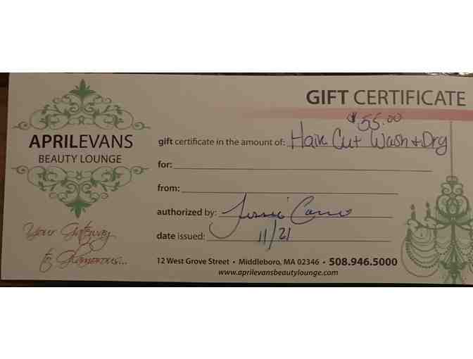 Hair Salon Gift Certificate, Middleboro, MA