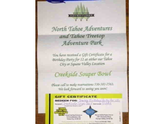 LIVE AUCTION: Tahoe Tree Top Adventure Park Birthday Party Gift Certificate