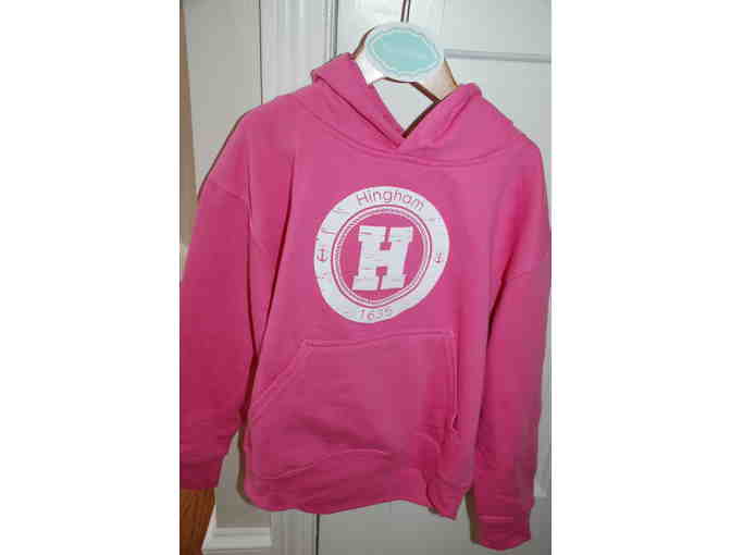 Youth Distressed Hingham 'Circle H' Logo Hooded Pullover Sweatshirt by Town Pride Apparel