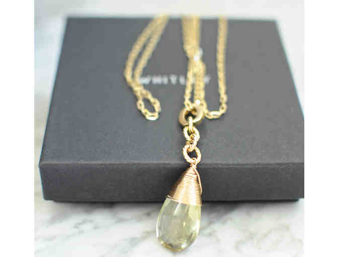 Whitley Designs: 32' gold chain with lemon quartz stone.