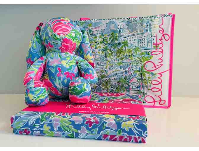 Lilly Pulitzer Puzzle and Stuffed Animal Bunny - Photo 1