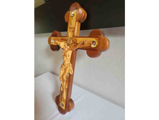 Olive Wood Crucifix With Treasures From The Holy Land