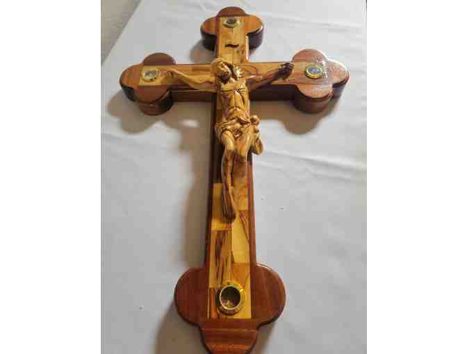 Olive Wood Crucifix With Treasures From The Holy Land