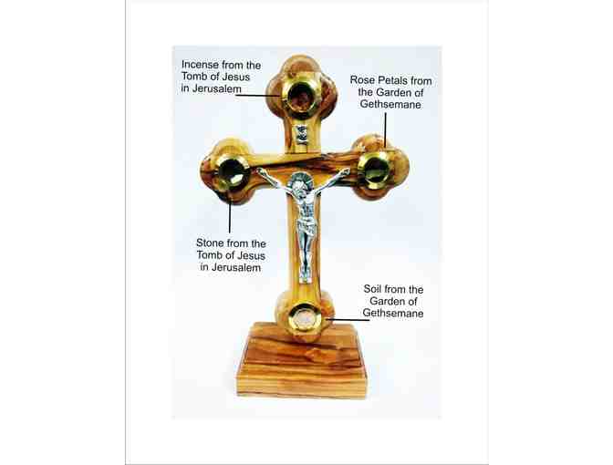 Olive Wood Crucifix With Treasures From The Holy Land