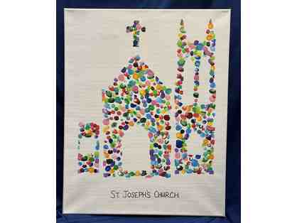 Thumb Print Creation of St. Joseph's Church by Ms. Breton's First Grade Students