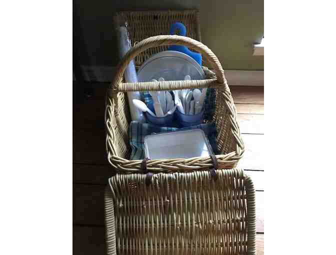 Picnic Basket with Wine and Cheese