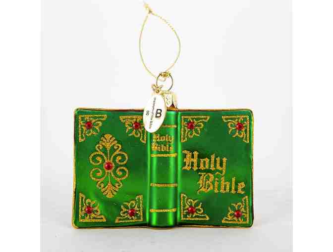 Holy Bible Nativity Glass Ornament