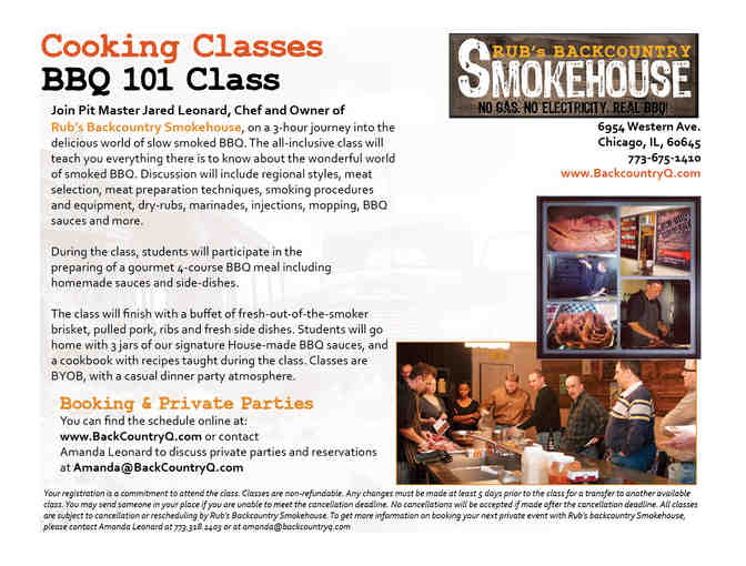 RUB's Backcountry smokehouse - bbq 101 cooking class for 2