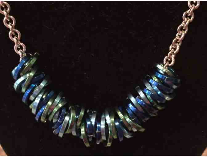 Sliding Mobius Necklace - green, royal blue, and sky blue