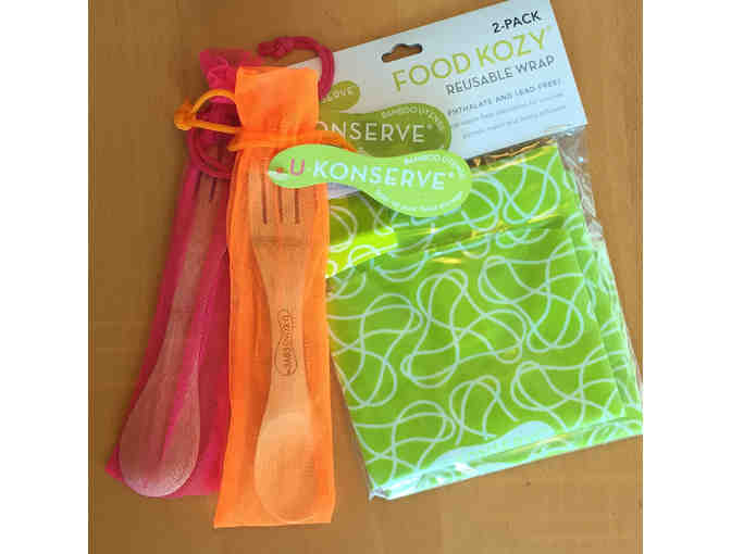Lunch Supplies Bundle #11: 2 Food Cozy Wraps and 2 Sporks