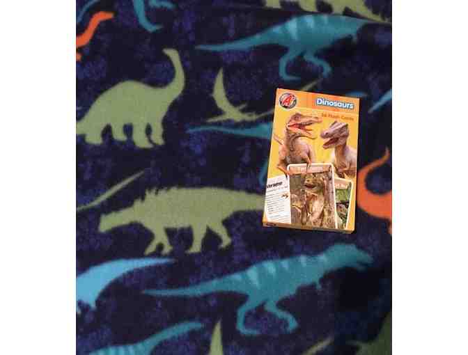 Dinosaur Fleece Blanket and Dino Flash Cards