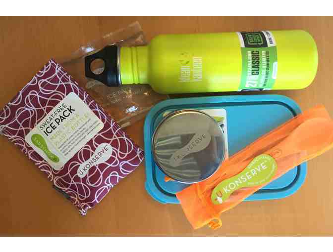 Lunch Supplies Bundle #9: 1 Water Bottle, 2 Stainless Containers, 1 Spork & 1 Ice Pack
