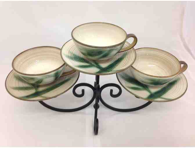 Triple Tea Cup Table Top Candle Holder