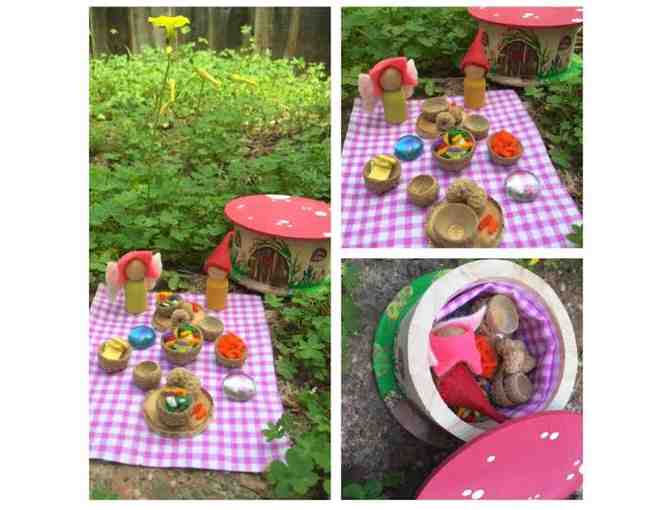Toadstool Home with Gnome & Fairy Picnic