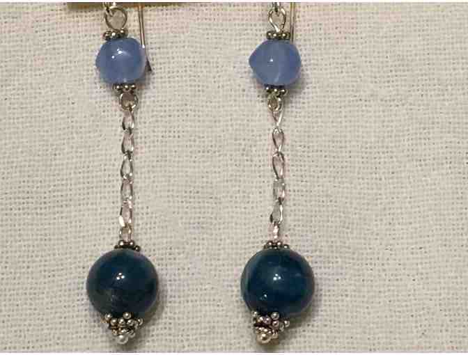 Elegant Handmade Earrings - Two-tone Blue